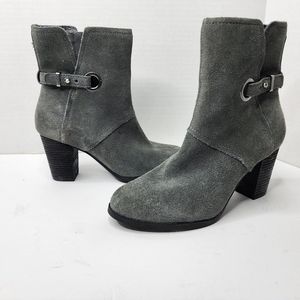 Koolaburra By UGG Samiah Stacked Heel Suede Booties Gray Women's Size 6.5